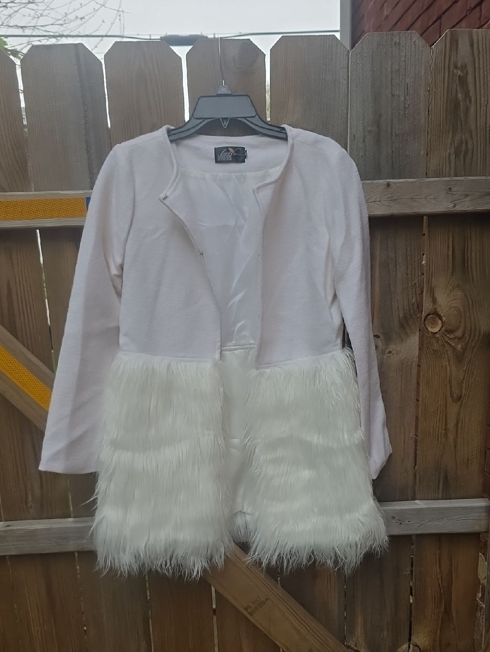 White Faux-Fur Trim Women’s Coat